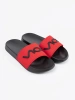 Black-red flip-flops with inscription