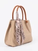 Light Brown Medium Handbag with Decorative Scarf
