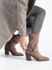 Suede Dark Beige Block Heel Ankle Boots