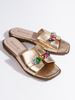 Golden Sandals with Gemstone Embellishments