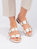 White Slide Sandals on a Flat Sole