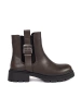 Brown Chelsea Ankle Boots with Buckle