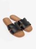 Black women's slides made from faux leather