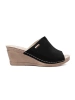 Women's black platform slides