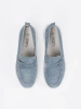 Leather blue platform loafers