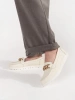 Leather light beige loafers with chain on platform