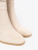 Light Beige Ankle Boots with Ruched Upper and Heel
