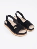 Black Perforated Soft Sandals