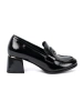 Patent leather loafers with silver decoration