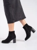 Classic Black Suede Block Heel Ankle Boots