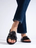 Chic Black Slide Sandals on Flat Soles