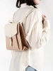 Women's beige backpack with flap