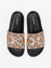 Black and Brown Embellished Slides