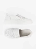 White cutwork women's platform loafers