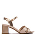 Beige Glossy Heeled Sandals