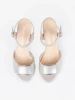 Women's silver block heel sandals with open back
