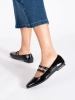 Glossy Black Ballet Flats with Strap
