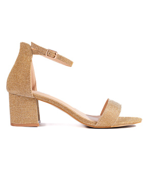 Golden Glitter Heeled Sandals