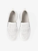 White cutwork women's platform loafers
