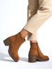 Suede Block Heel Ankle Boots in Camel