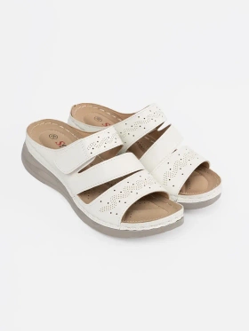 Light white wedge slippers