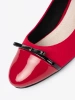 Red Pumps with Bow and Patent Toe Cap