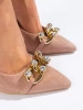 Vinceza Pink Suede Heels with a Chain