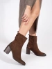 Brązowe skórzane botki damskie na słupku Sergio Leone