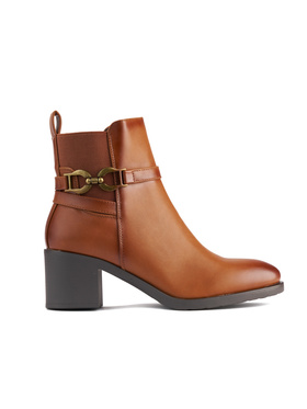 Warm Tan Block Heel Ankle Boots
