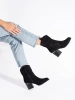 Black Lattice Cowboy Ankle Boots with Block Heel