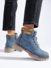 Blue Eco-Leather Ankle Boots