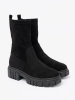 Black suede women's ankle boots