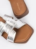 Silver square-toe slides