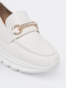 White Moccasins with Decorative Gold Element