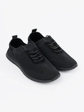Black Lace-Up Women's Athletic Shoes