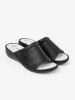 Black slides with leather insole