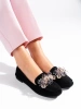 Black Suede Loafers with Decorative Crystals