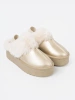 Golden snow boots style shoes with white fur