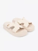 Light beige women's platform slides