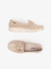 Beige perforated loafers with a gold detail