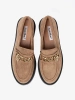 Beige Moccasins with Gold Chain