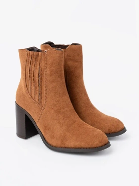 Caramel Ankle Boots on a Column Heel from Eco Suede