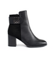 Chic Black Heeled Boots with Decorative Strap