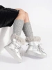 Silver Fur-Lined Snow Boots with Chunky Soles