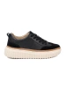 Black Leather Sneakers on Beige Platform by Sergio Leone
