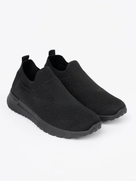 Black slip-on sports shoes