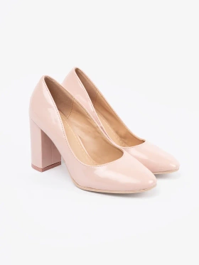 Pink patent pumps