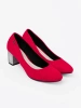 Red Women's Pumps on a Silver Column Heel
