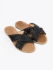 Black woven women's mules
