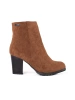 Camel Block Heel Ankle Boots